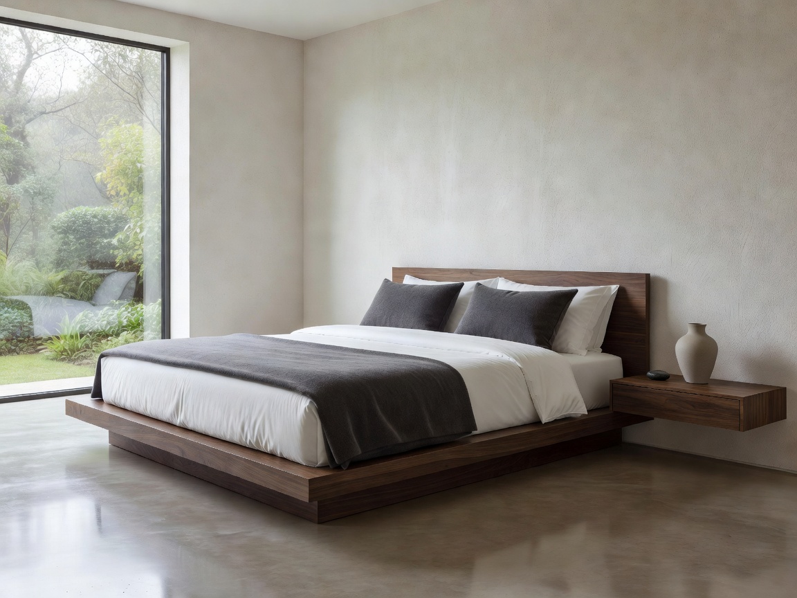 Luxurious wellness suite bedroom with minimal decor